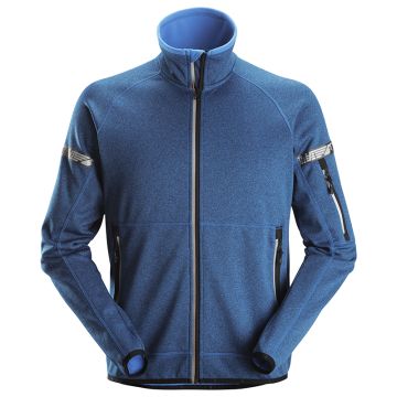 Snickers Fleece Jack 8004 Kobalt blauw voorkant - werkkleding.nl